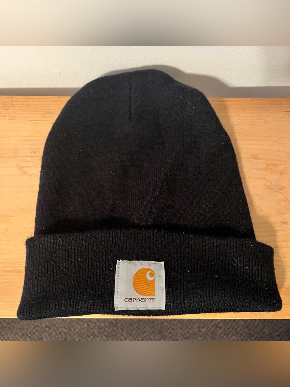 Carhartt Black Beanie with Gold Logo Patch